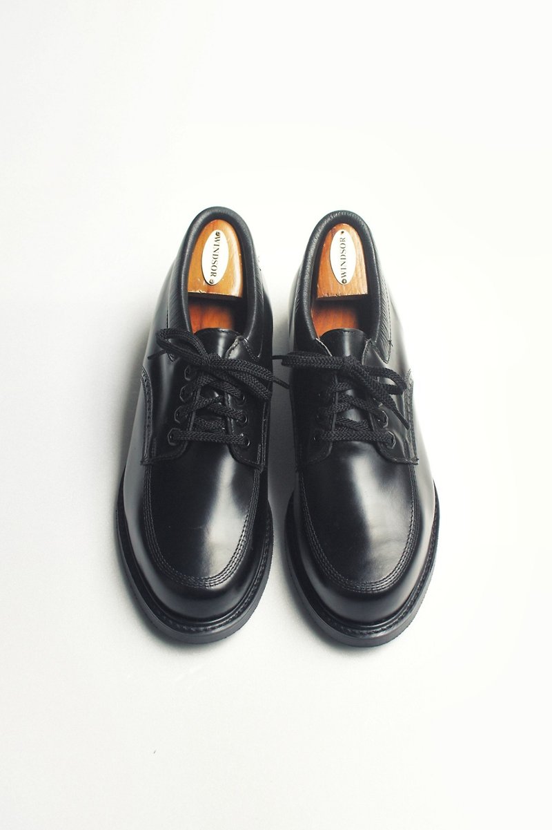 70s 美制黑色笨皮鞋｜Knapp Moc Toe Work Shoes US 9.5D EUR 4243 -Deadstock - 男款靴子 - 真皮 黑色