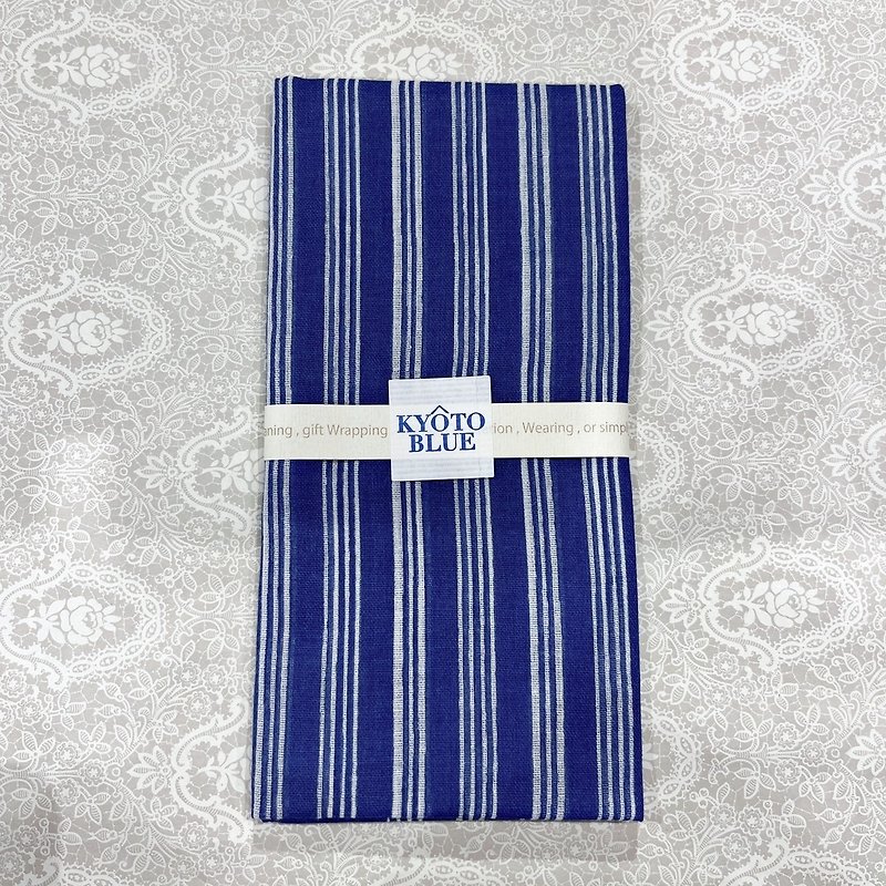 【母亲节好礼推荐】京都手帕-Kyoto Blue系列-直线 - 手帕/方巾 - 棉．麻 