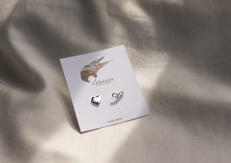 川越【Silver 925】无限的爱 纯银耳环 手作订制 - 耳环/耳夹 - 纯银 银色