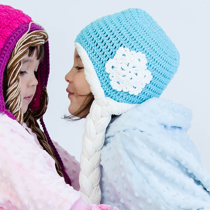 Cutie Bella手工编织帽Frozen-Elsa Snow - 婴儿帽/发带 - 棉．麻 蓝色