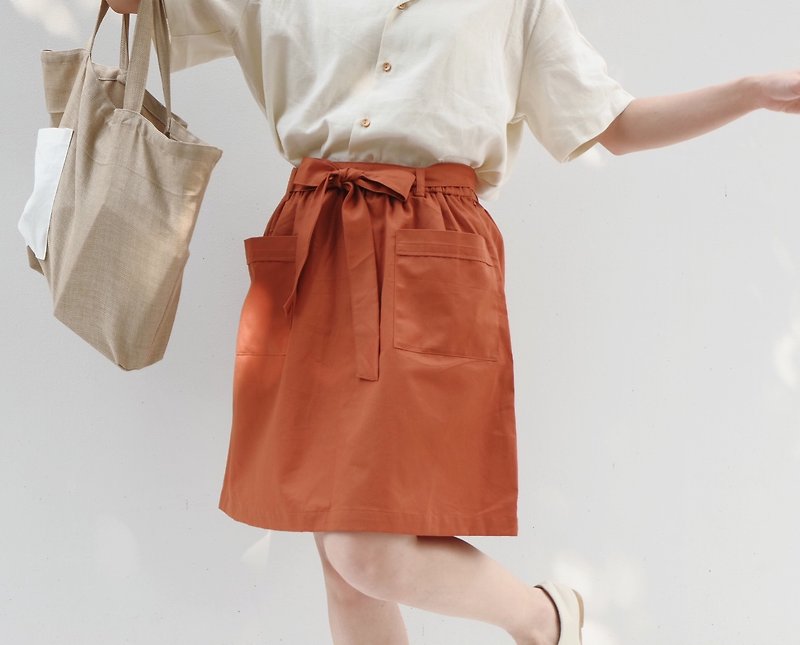 Butter B. Skirt - ThaiTea color - 裙子 - 棉．麻 橘色