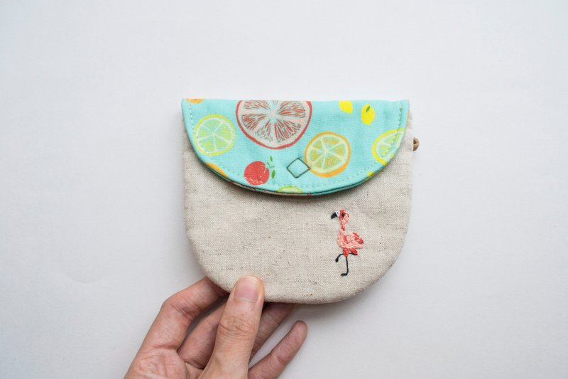 火烈鳥 Flamingo Embroidered Linen Wee Pouch - 其他 - 棉．麻 多色