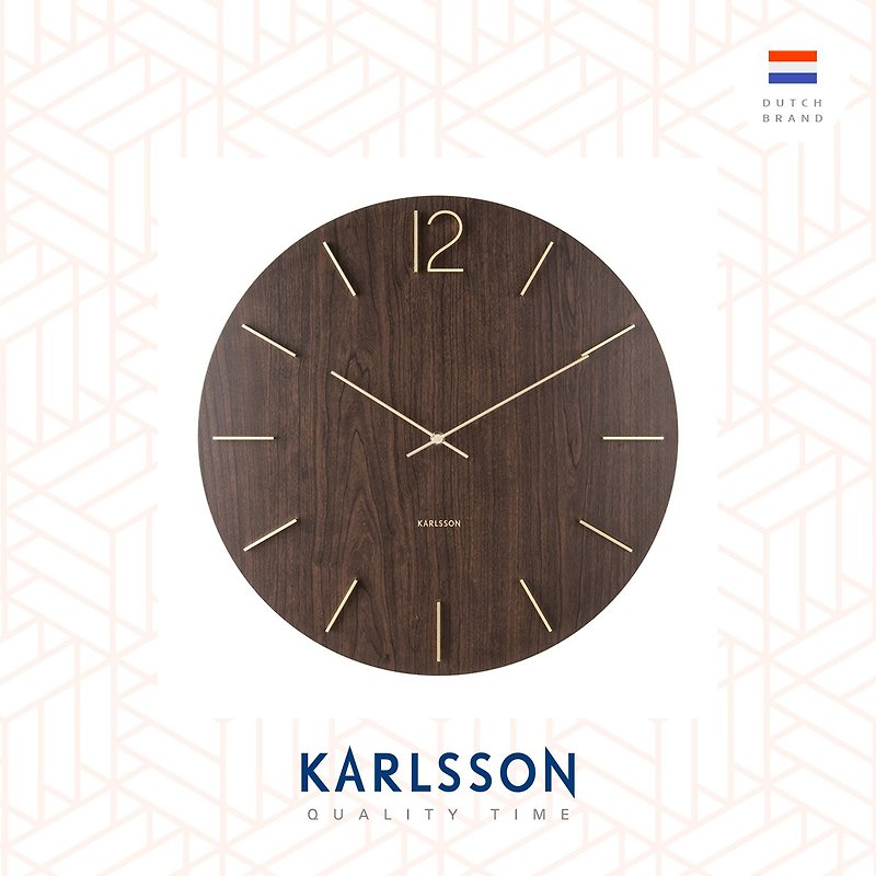 荷兰Karlsson, 50cm Wall clock Meek 深木色钢材刻度挂钟 - 时钟/闹钟 - 木头 咖啡色