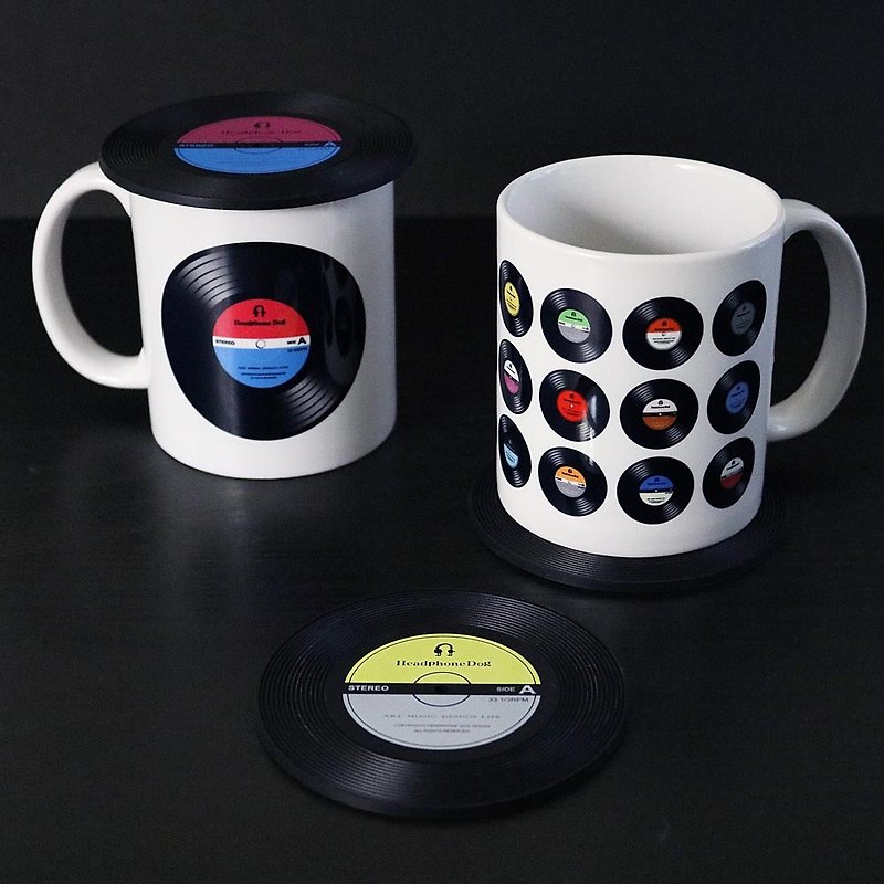 音乐组合包550元 黑胶唱片杯子+杯垫组 (款式任搭)交换礼物 - 茶具/茶杯 - 瓷 