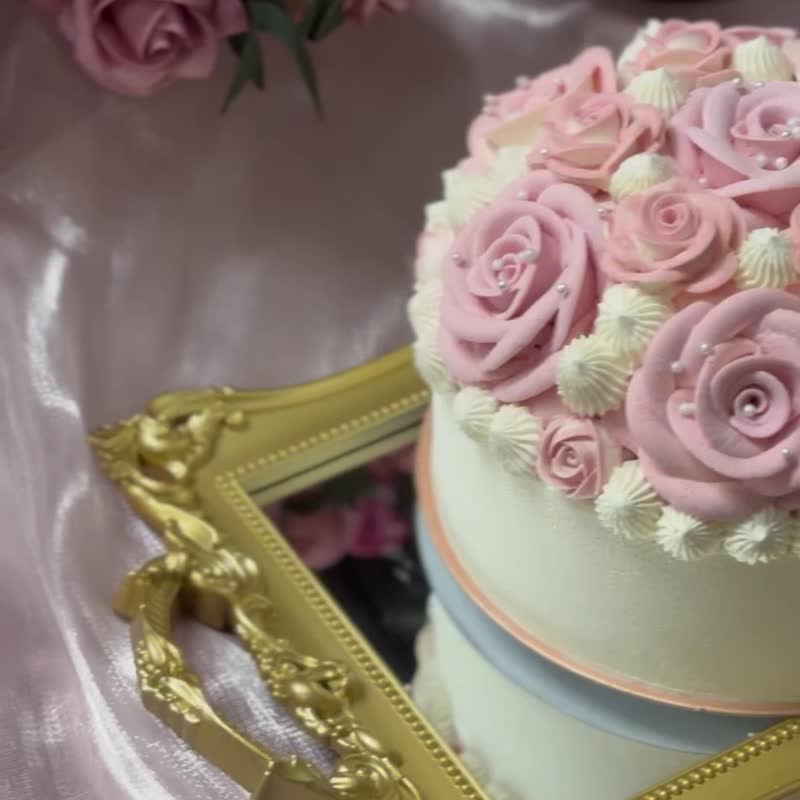 【母亲节蛋糕】6寸粉色玫瑰标准版/生日/捧花蛋糕/5天后发 - 蛋糕/甜点 - 新鲜食材 粉红色
