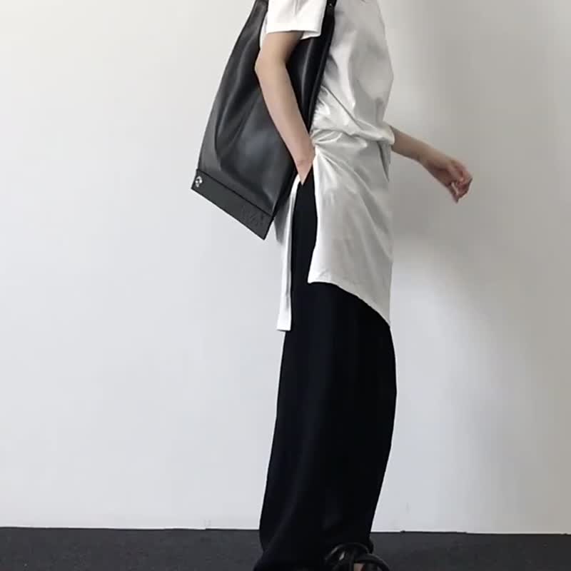 卡其色 2色 Grocery 01 logo printed tote bag 印字牛皮托特大包 - 手提包/手提袋 - 真皮 卡其色