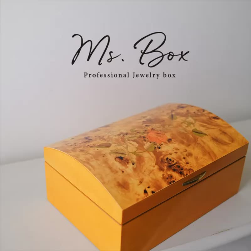 【Ms. box 箱子小姐】顶级木制饰品盒/珠宝盒/收纳盒欧式乡村弧形 - 收纳用品 - 木头 橘色