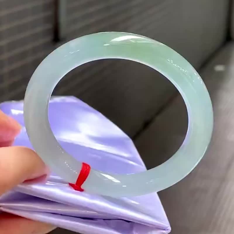 冰种翡翠天然翡翠玉镯A玉手镯 玉鈪 • 冰种秋香翡翠圆镯 - 手链/手环 - 玉石 绿色