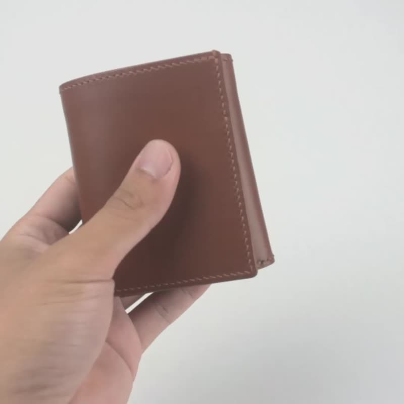 零钱包三折短夹 - 咖啡色 - 皮夹/钱包 - 真皮 咖啡色