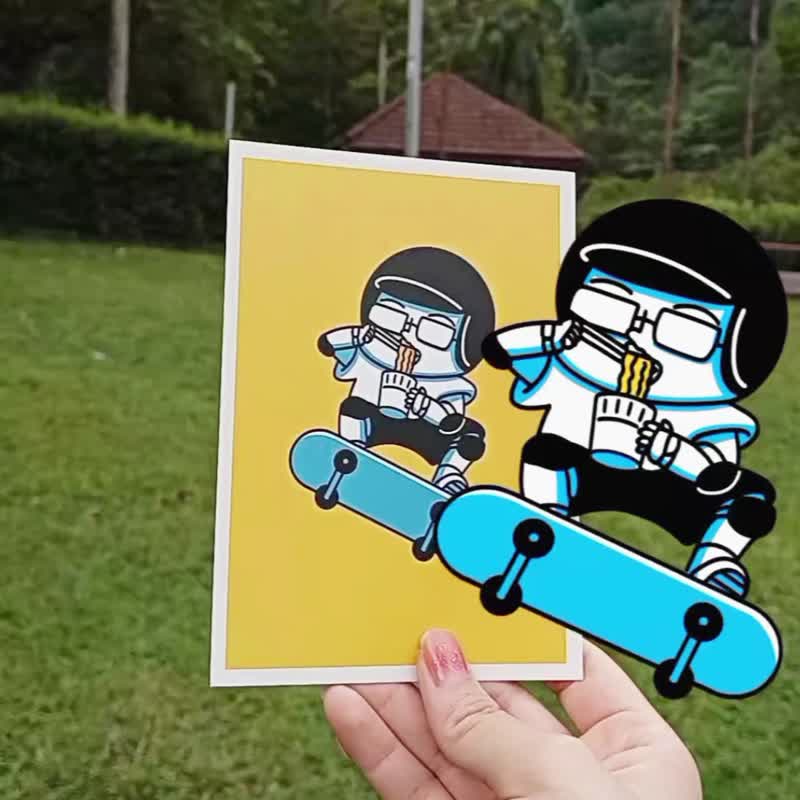 Skate Board Eating Mee | Postcard A6 - 卡片/明信片 - 纸 