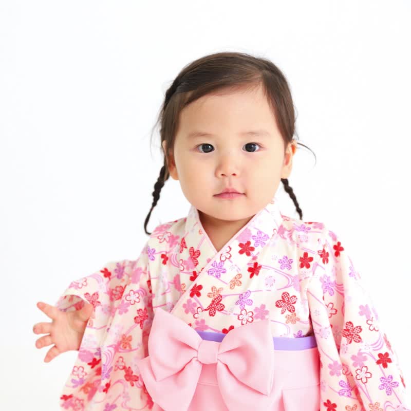 Hakama Dress 日本裤连衣裙-樱花-Light Pink (女童/嬰兒/兒童) - 童装礼服/连衣裙 - 棉．麻 粉红色