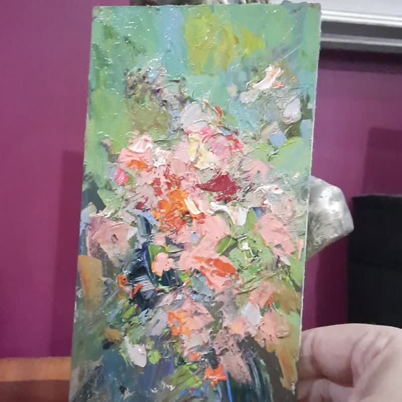 Flowers painting, Handmade Abstract Oil Painting Art Roses oil on board - 墙贴/壁贴 - 其他材质 多色