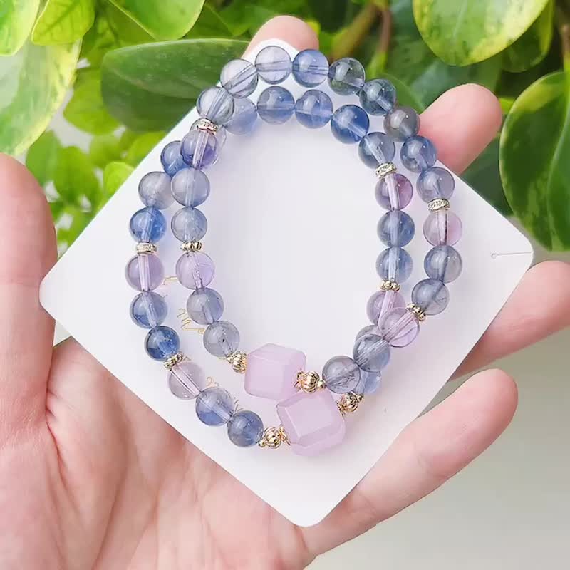 天然堇青石蓝紫手串 - 手链/手环 - 水晶 紫色