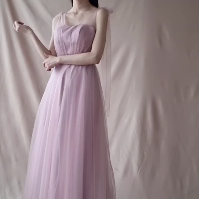 莫兰迪粉A字婚纱 - 晚装/礼服 - 其他材质 粉红色