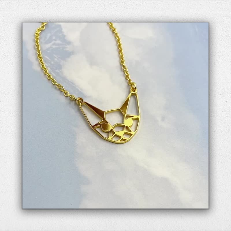 Devon Rex Cat necklace, Pet gift for Cat Lover, Gold Plated Pendant - 项链 - 铜/黄铜 金色