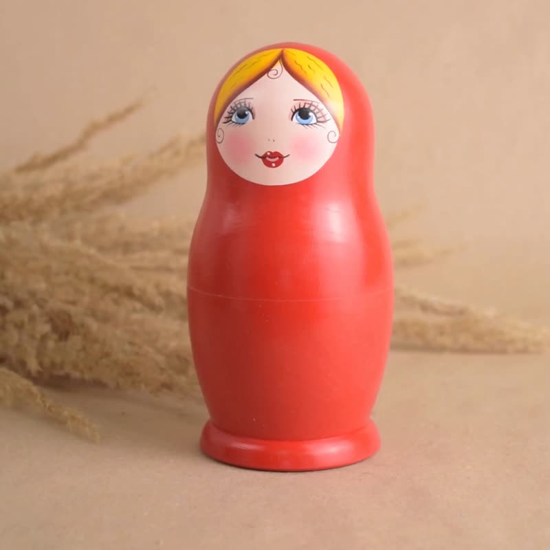 俄罗斯娃娃互相堆叠手工木制颜色分类器玩具 - 玩具/玩偶 - 木头 红色