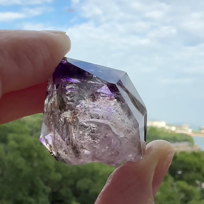 一图一物/紫黑超级七水晶原石 晶体清透矿物明显 稀有 独一无二 - 摆饰 - 水晶 紫色