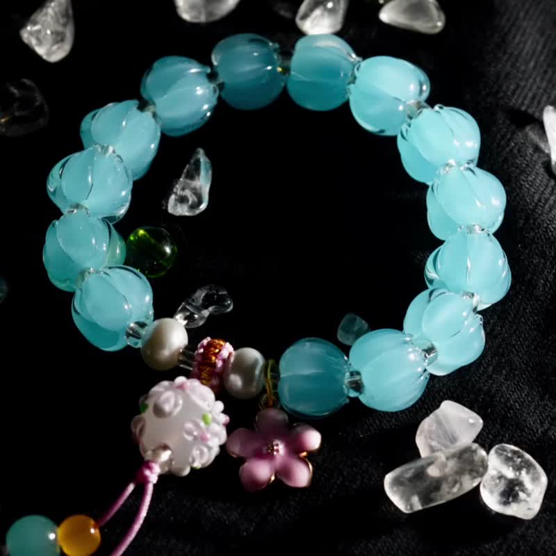 冰莲-香灰琉璃设计手串 - 手链/手环 - 玻璃 蓝色