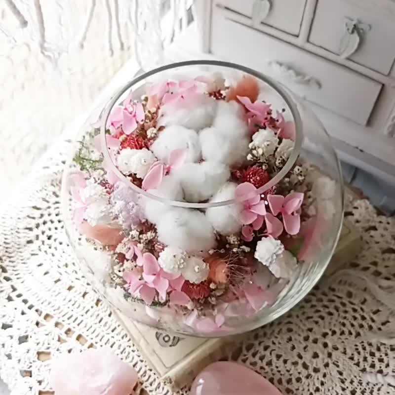 甜蜜泡泡 透明玻璃圆球.干燥花生日礼物.情人节最佳选择 - 干燥花/捧花 - 植物．花 粉红色