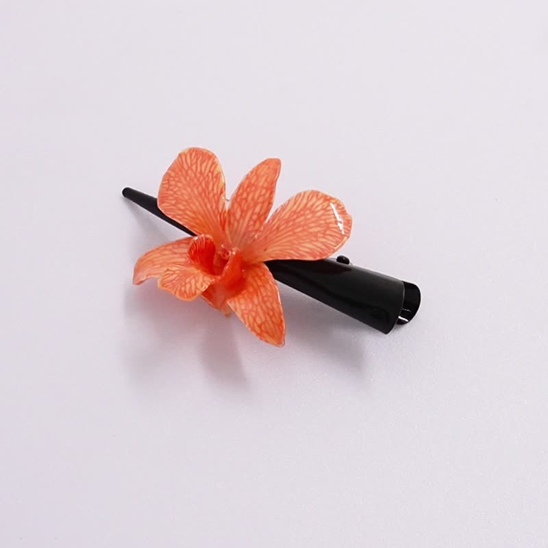石斛兰发夹（橙色） - 发饰 - 植物．花 橘色