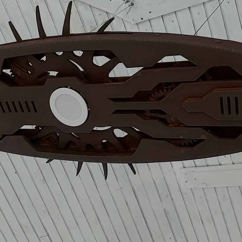 Unique handmade surfboard-shaped pendant light,covered with iron,steampunk style - 灯具/灯饰 - 木头 咖啡色