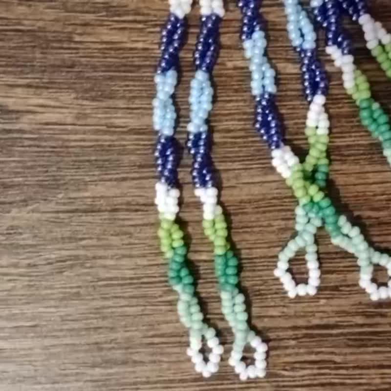 花朵项链 长串珠项链 美洲原住民风格项链 珠饰 - 项链 - 玻璃 紫色