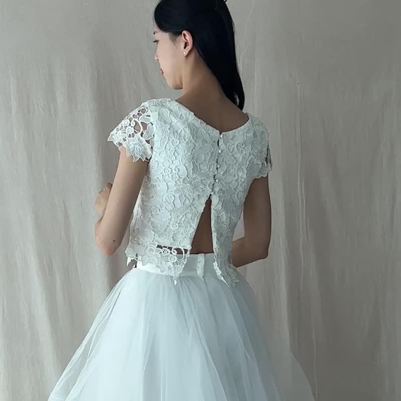 蕾丝短版新娘服 - 女装上衣 - 其他材质 白色