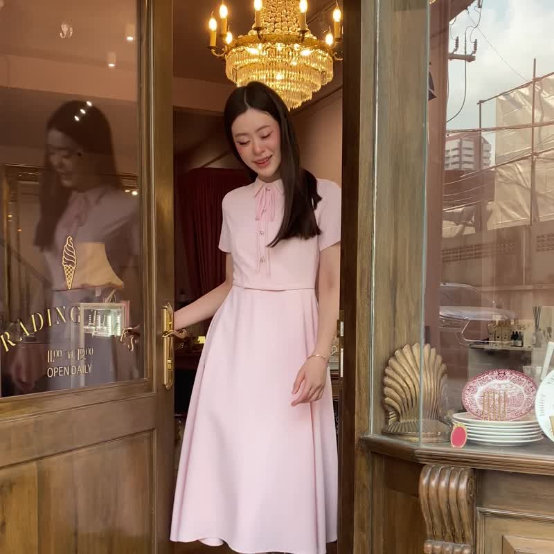 Capheny Ivy 领结洋装 - 粉红色（燕尾服、晚礼服） - 洋装/连衣裙 - 聚酯纤维 粉红色