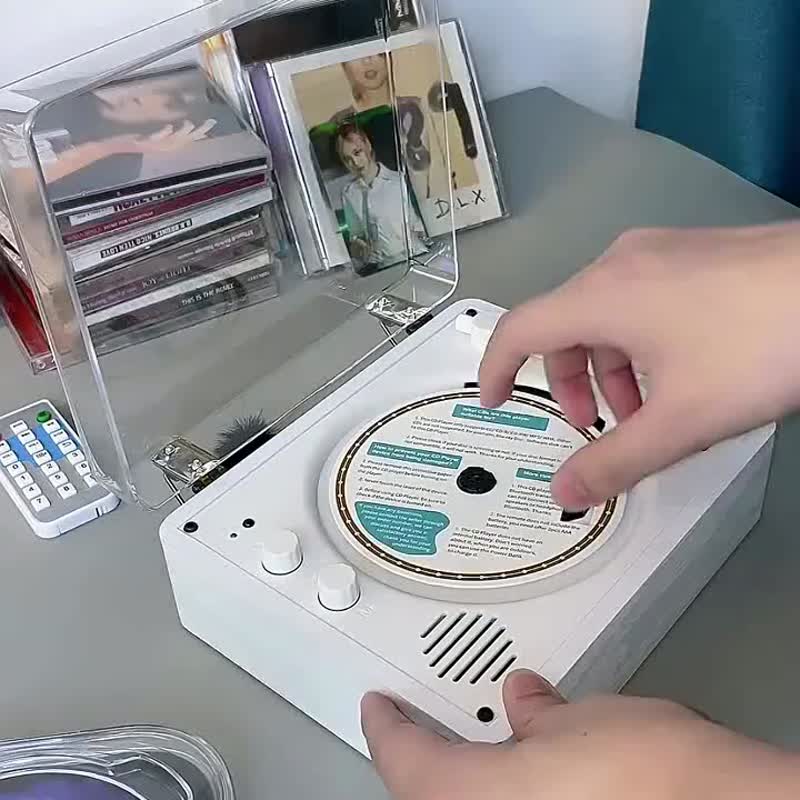 CD播放机 怀旧 CD播放器 复古高音质 CD机 便携式 木质系 北欧白 - 扩音器/喇叭 - 其他材质 白色